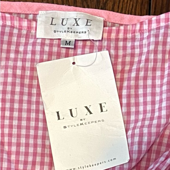 Luxe by StyleKeepers NWT pink gingham dress - Picture 2 of 2